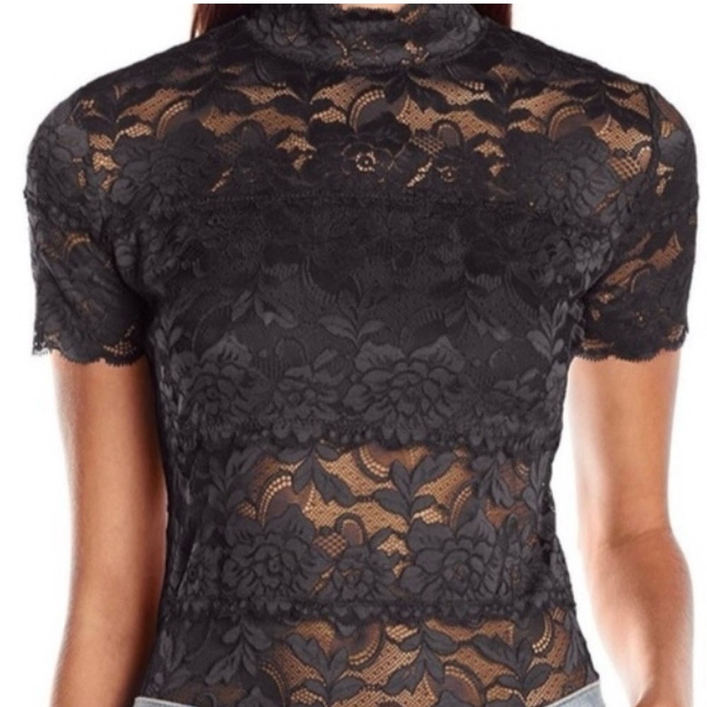 Guess Black Lace Short Sleeve Top – Size XS